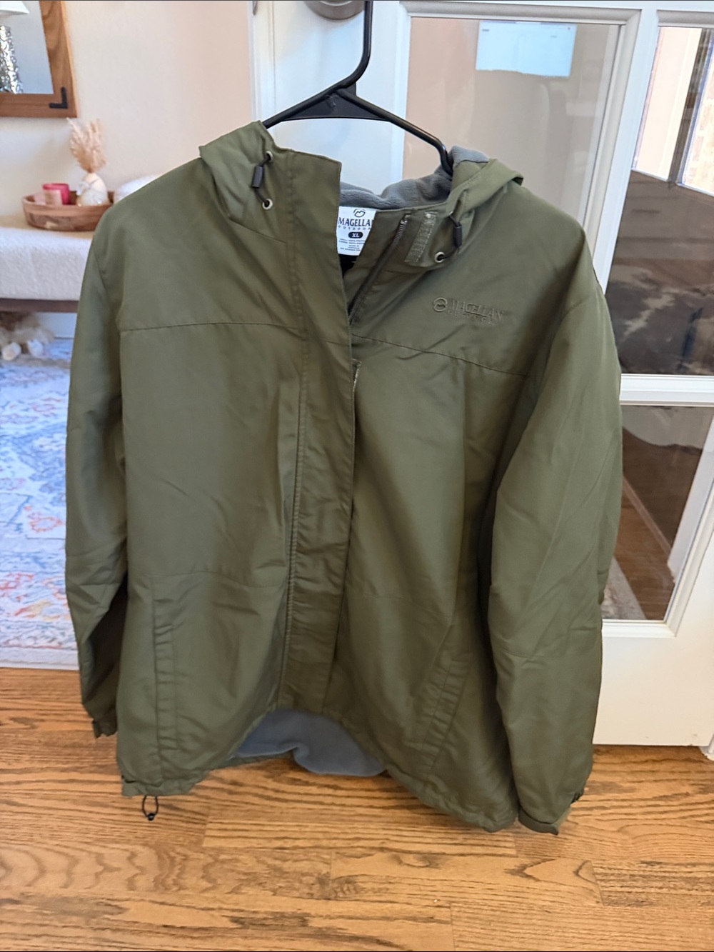 Magellan Olive Hooded Rain Jacket